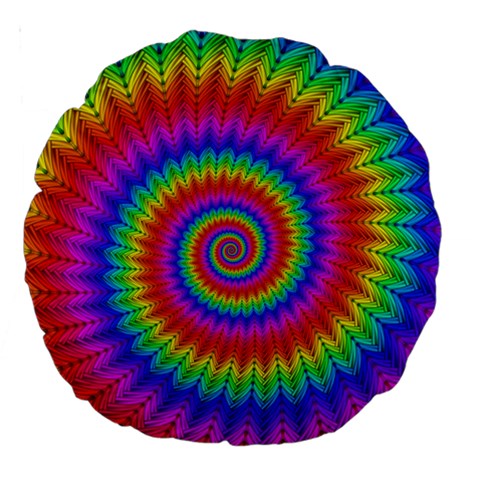 Psychedelic Rainbow Spiral Large 18  Premium Round Cushion  from ArtsNow.com Front