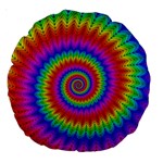 Psychedelic Rainbow Spiral Large 18  Premium Round Cushion 