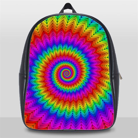 Psychedelic Rainbow Spiral School Bag (XL) from ArtsNow.com Front