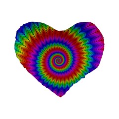 Psychedelic Rainbow Spiral Standard 16  Premium Heart Shape Cushion  from ArtsNow.com Front