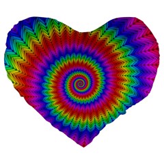 Psychedelic Rainbow Spiral Large 19  Premium Heart Shape Cushion from ArtsNow.com Front