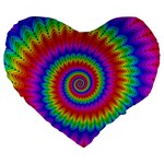 Psychedelic Rainbow Spiral Large 19  Premium Heart Shape Cushion