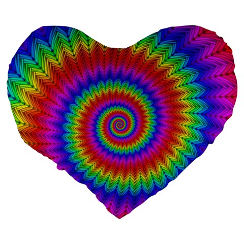 Psychedelic Rainbow Spiral Large 19  Premium Heart Shape Cushion from ArtsNow.com Back