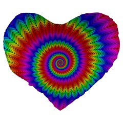 Psychedelic Rainbow Spiral Large 19  Premium Heart Shape Cushion from ArtsNow.com Back