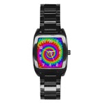 Psychedelic Rainbow Spiral Stainless Steel Barrel Watch