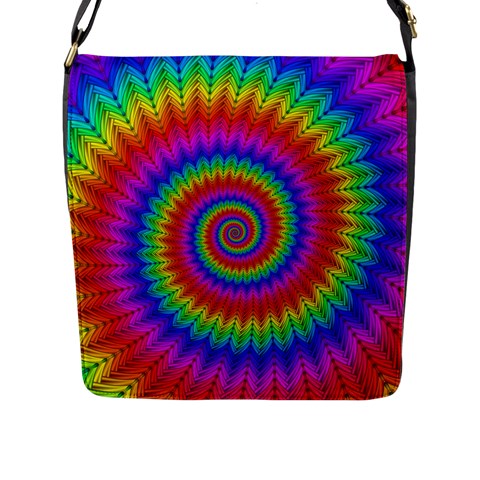 Psychedelic Rainbow Spiral Flap Closure Messenger Bag (L) from ArtsNow.com Front