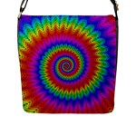 Psychedelic Rainbow Spiral Flap Closure Messenger Bag (L)