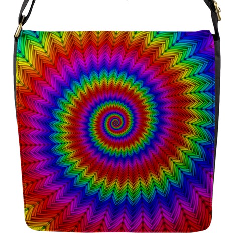 Psychedelic Rainbow Spiral Flap Closure Messenger Bag (S) from ArtsNow.com Front