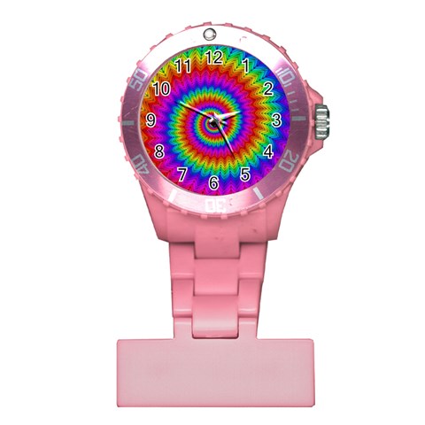 Psychedelic Rainbow Spiral Plastic Nurses Watch from ArtsNow.com Front