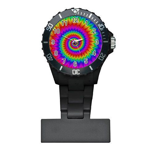 Psychedelic Rainbow Spiral Plastic Nurses Watch from ArtsNow.com Front