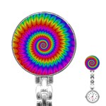 Psychedelic Rainbow Spiral Stainless Steel Nurses Watch