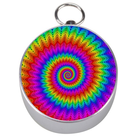 Psychedelic Rainbow Spiral Silver Compass from ArtsNow.com Front