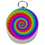 Psychedelic Rainbow Spiral Silver Compass