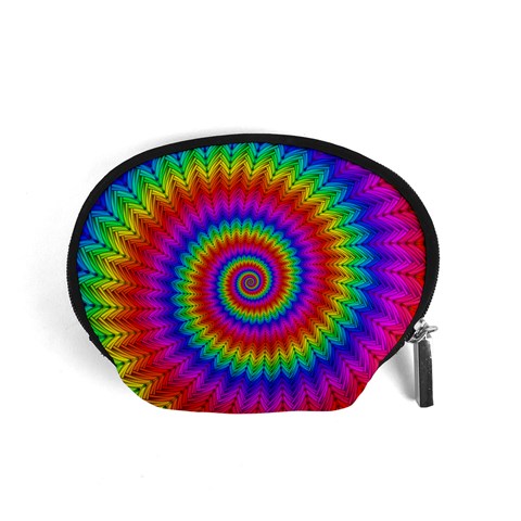 Psychedelic Rainbow Spiral Accessory Pouch (Small) from ArtsNow.com Front