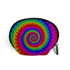 Psychedelic Rainbow Spiral Accessory Pouch (Small) from ArtsNow.com Front