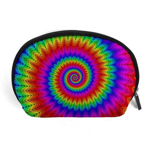 Psychedelic Rainbow Spiral Accessory Pouch (Large) from ArtsNow.com Front