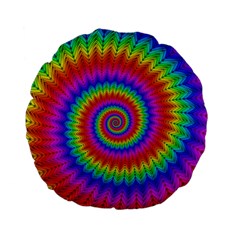 Psychedelic Rainbow Spiral Standard 15  Premium Flano Round Cushion  from ArtsNow.com Front