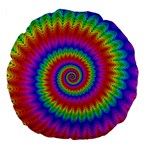 Psychedelic Rainbow Spiral Large 18  Premium Flano Round Cushion 