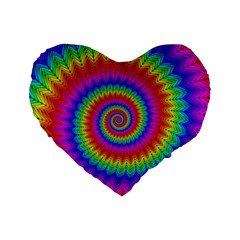 Psychedelic Rainbow Spiral Standard 16  Premium Flano Heart Shape Cushion  from ArtsNow.com Front