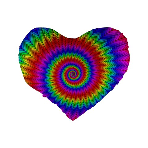 Psychedelic Rainbow Spiral Standard 16  Premium Flano Heart Shape Cushion  from ArtsNow.com Back