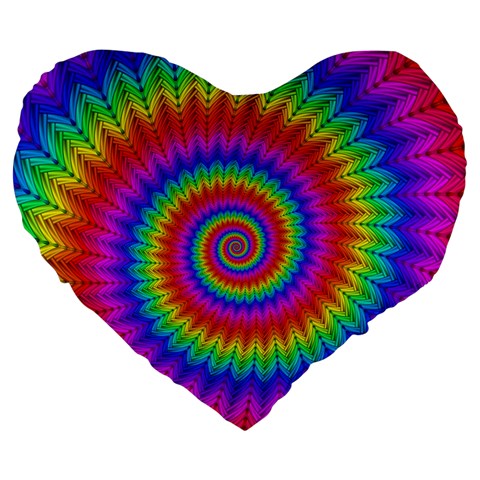 Psychedelic Rainbow Spiral Large 19  Premium Flano Heart Shape Cushion from ArtsNow.com Front