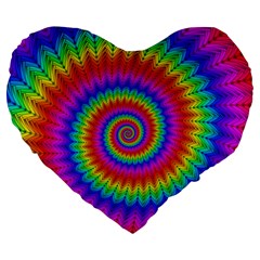 Psychedelic Rainbow Spiral Large 19  Premium Flano Heart Shape Cushion from ArtsNow.com Front