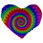 Psychedelic Rainbow Spiral Large 19  Premium Flano Heart Shape Cushion