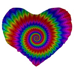 Psychedelic Rainbow Spiral Large 19  Premium Flano Heart Shape Cushion from ArtsNow.com Back