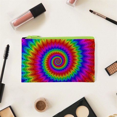 Psychedelic Rainbow Spiral Cosmetic Bag (XS) from ArtsNow.com Front