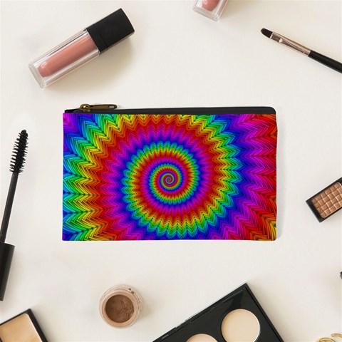 Psychedelic Rainbow Spiral Cosmetic Bag (XS) from ArtsNow.com Front