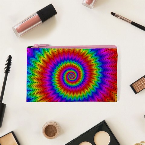 Psychedelic Rainbow Spiral Cosmetic Bag (XS) from ArtsNow.com Front