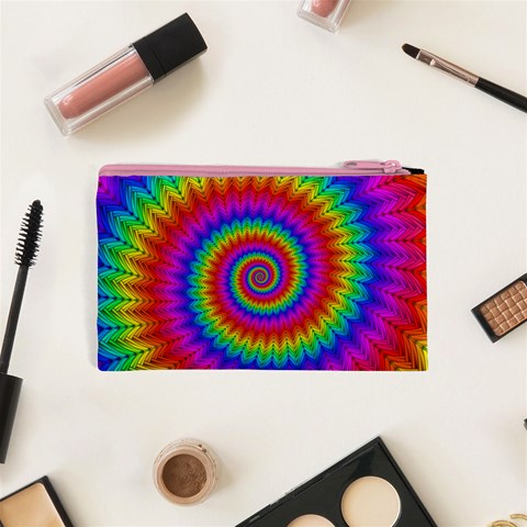 Psychedelic Rainbow Spiral Cosmetic Bag (XS) from ArtsNow.com Back