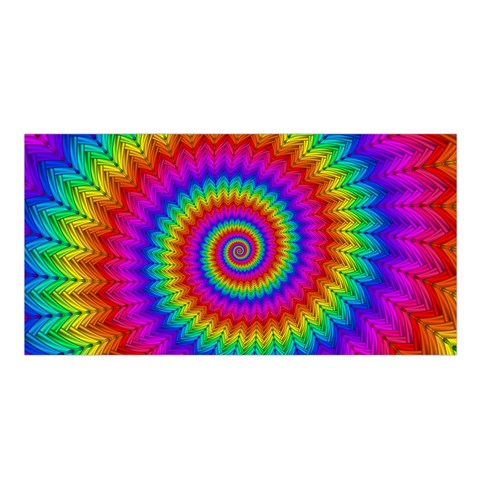 Psychedelic Rainbow Spiral Satin Shawl from ArtsNow.com Front