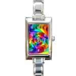 Psychedelic Rainbow Spiral Rectangle Italian Charm Watch