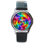 Psychedelic Rainbow Spiral Round Metal Watch