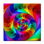 Psychedelic Rainbow Spiral Tile Coaster