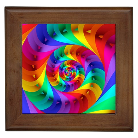 Psychedelic Rainbow Spiral Framed Tile from ArtsNow.com Front