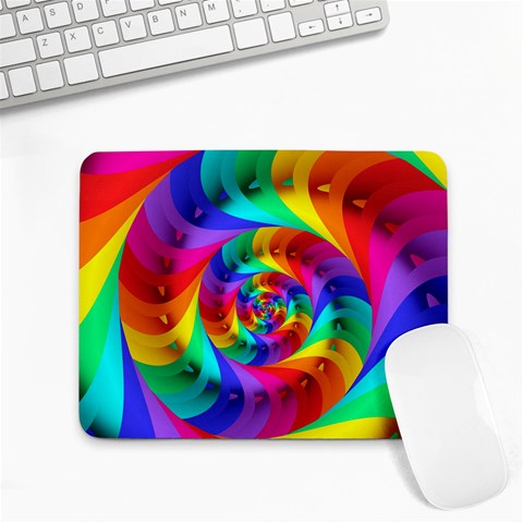 Psychedelic Rainbow Spiral Small Mousepad from ArtsNow.com Front