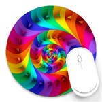 Psychedelic Rainbow Spiral Round Mousepad