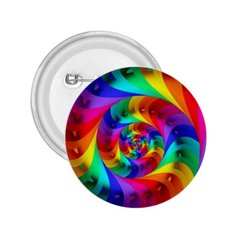 Psychedelic Rainbow Spiral 2.25  Button from ArtsNow.com Front