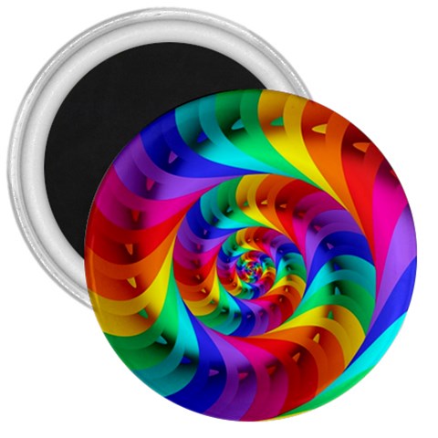 Psychedelic Rainbow Spiral 3  Magnet from ArtsNow.com Front