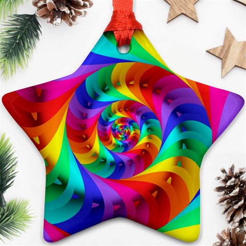 Psychedelic Rainbow Spiral Ornament (Star) from ArtsNow.com Front