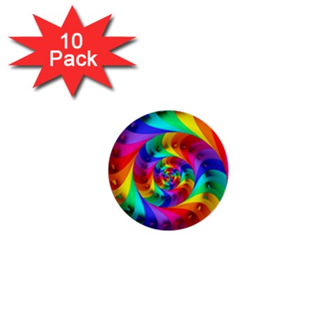 Psychedelic Rainbow Spiral 1  Mini Button (10 pack)  from ArtsNow.com Front