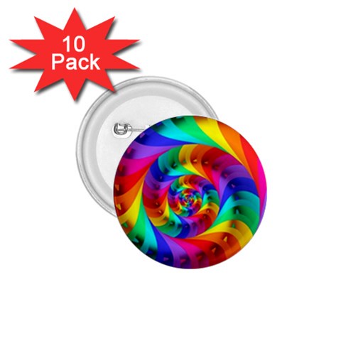 Psychedelic Rainbow Spiral 1.75  Button (10 pack)  from ArtsNow.com Front