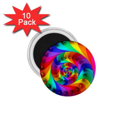 Psychedelic Rainbow Spiral 1.75  Magnet (10 pack)  from ArtsNow.com Front