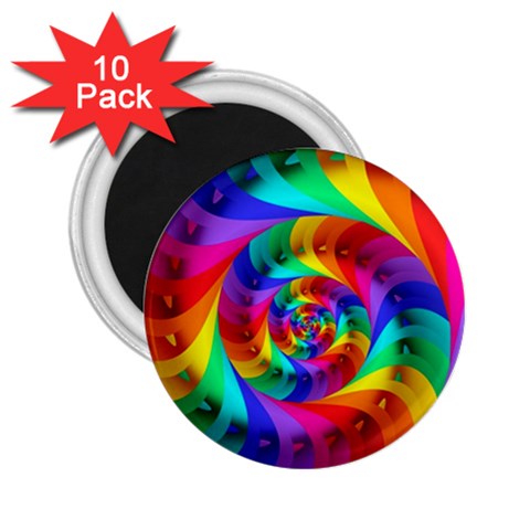 Psychedelic Rainbow Spiral 2.25  Magnet (10 pack) from ArtsNow.com Front