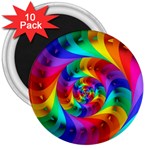 Psychedelic Rainbow Spiral 3  Magnet (10 pack)