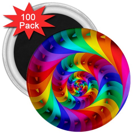 Psychedelic Rainbow Spiral 3  Magnet (100 pack) from ArtsNow.com Front