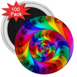 Psychedelic Rainbow Spiral 3  Magnet (100 pack)