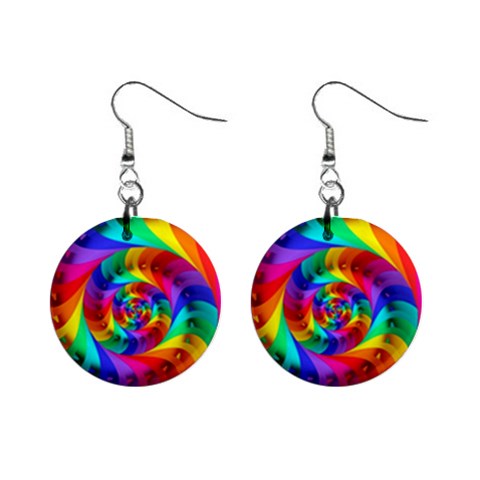 Psychedelic Rainbow Spiral 1  Button Earrings from ArtsNow.com Front